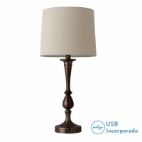 Distribuidor - Lâmpadas Diversas | Sobre Mesas Decoração | SOBREMESA KHALIFA1XE27 MARRON 60´5X28X28 CM PUERTO USB Ref: 130871002
